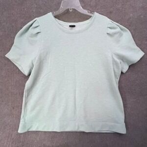 Talbots Plus Size 3X Green Puff Sleeve‎ Crew Neck Sweatshirt Top